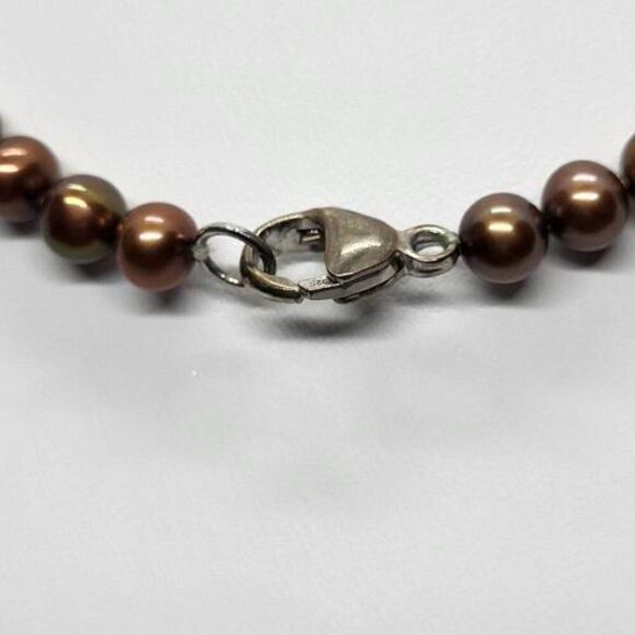 Vintage, Freshwater Brown Pearls & ,925 Clasp, 10.2 dwt, - Picture 2 of 5